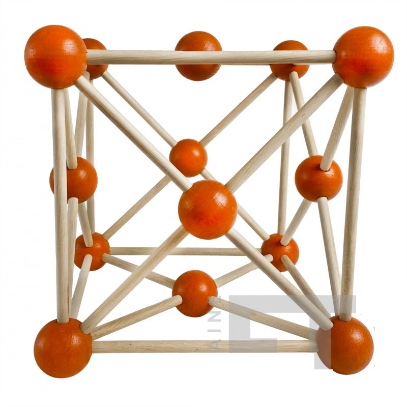 Модель кристалічної ґратки міді (Cu) (STEM) Х386-1