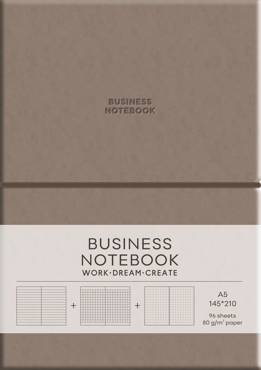 Блокнот Business А5 96 аркушів у лінію PU м`яка палітурка кремовий блок 80г/м2 A5-7136Milk Chocolate