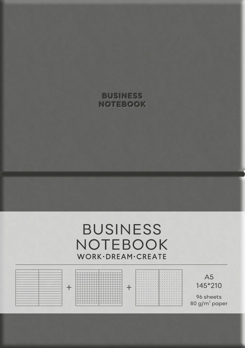Блокнот Business А5 96 аркушів у лінію PU м`яка палітурка кремовий блок 80г/м2 A5-7137Dark Gray Блокнот Business А5 96 аркушів у лінію PU м`яка палітурка кремовий блок 80г/м2 A5-7137Dark Gray
