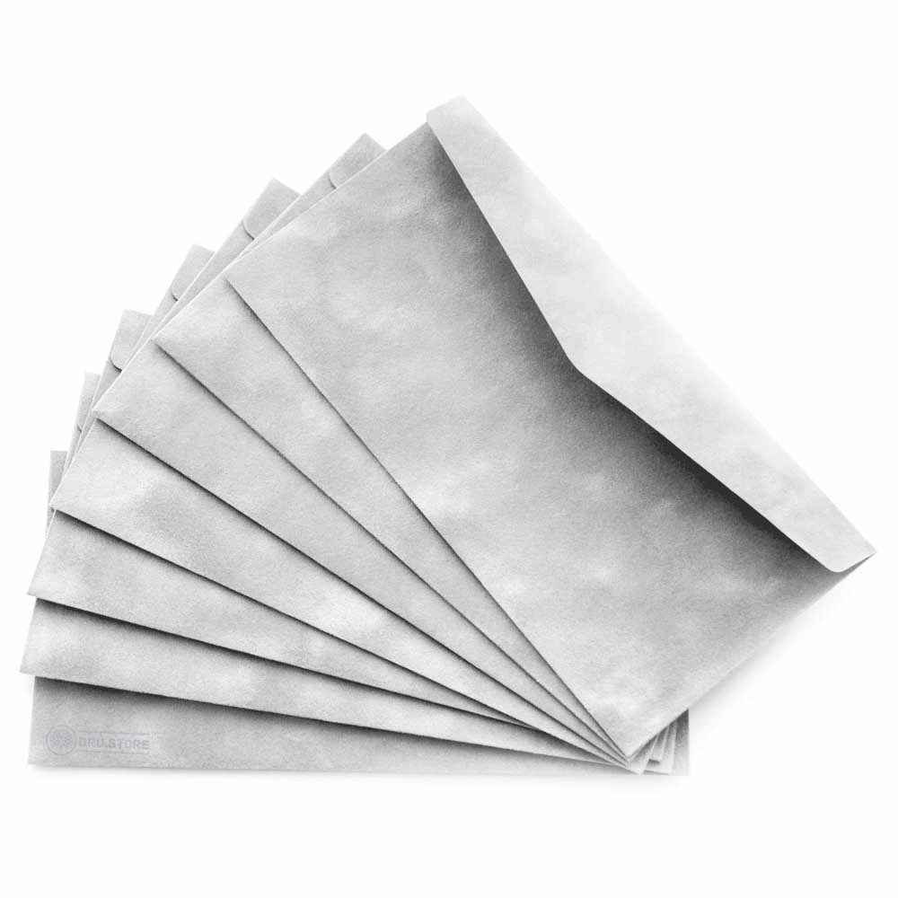 Конверт Е65 оксамитовий світло-сірий 220х110 мм