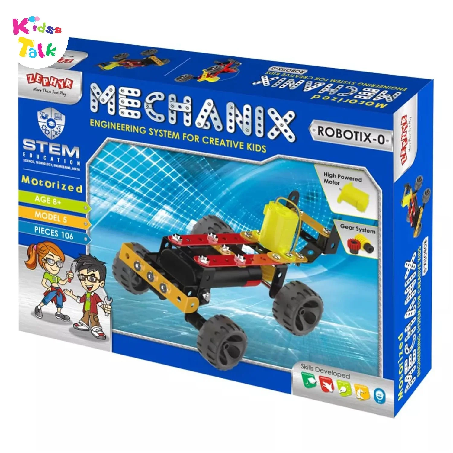 Металевий конструктор з електромотором Robotix №0 84 елементів-5 моделей