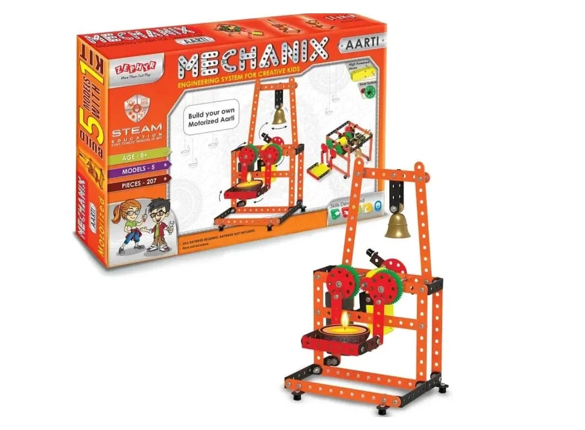 Металевий конструктор з електромотором у пластиковому кейсі Mechanix Аарті 207 елементів-5 моделей