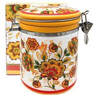 Ємність для сипучих продуктів 0,75л Квітковий розпис (d-9,5см, h-11)