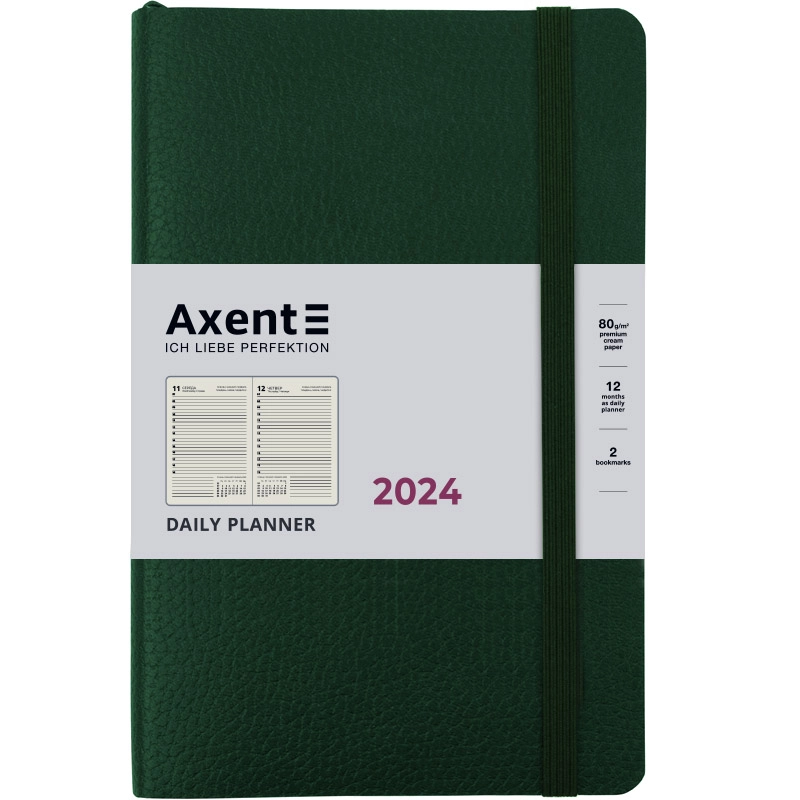Щоденник датований 2024 Axent Partner Soft Skin 145х210 темно-зелений 8810-24-23-A