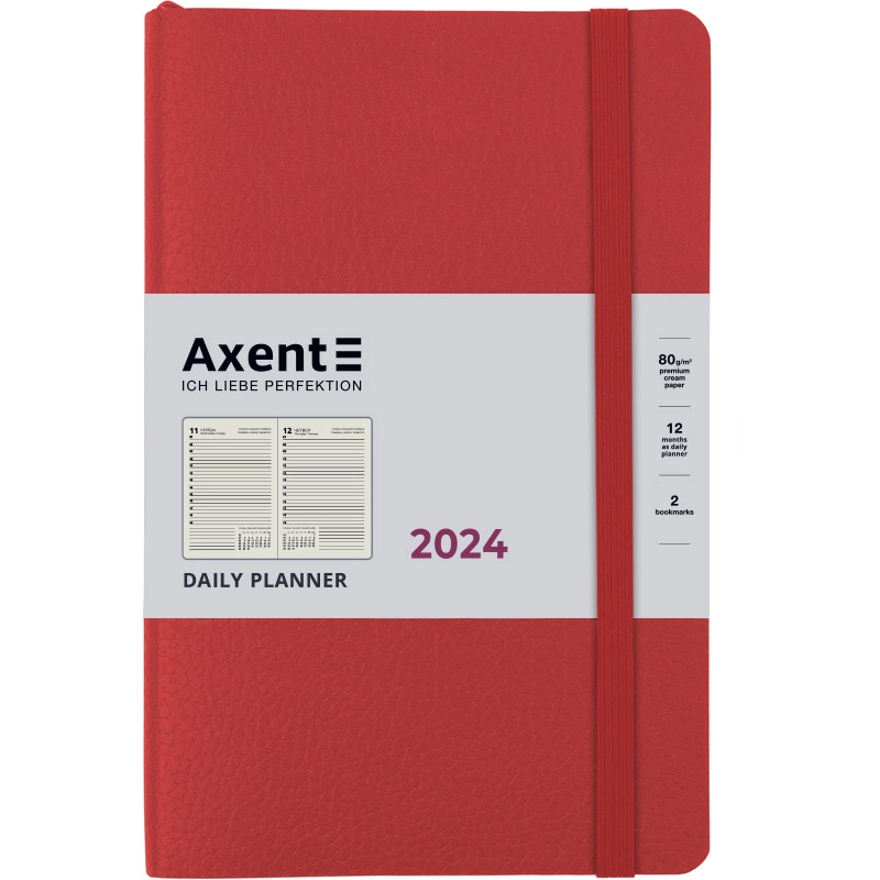 Щоденник датований 2024 Axent Partner Soft Skin 145х210 червоний 8810-24-06-A