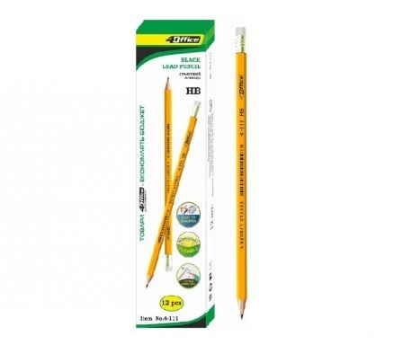 Олівець чорнографітний пластиковий 4Office НВ з гумкою 4-111