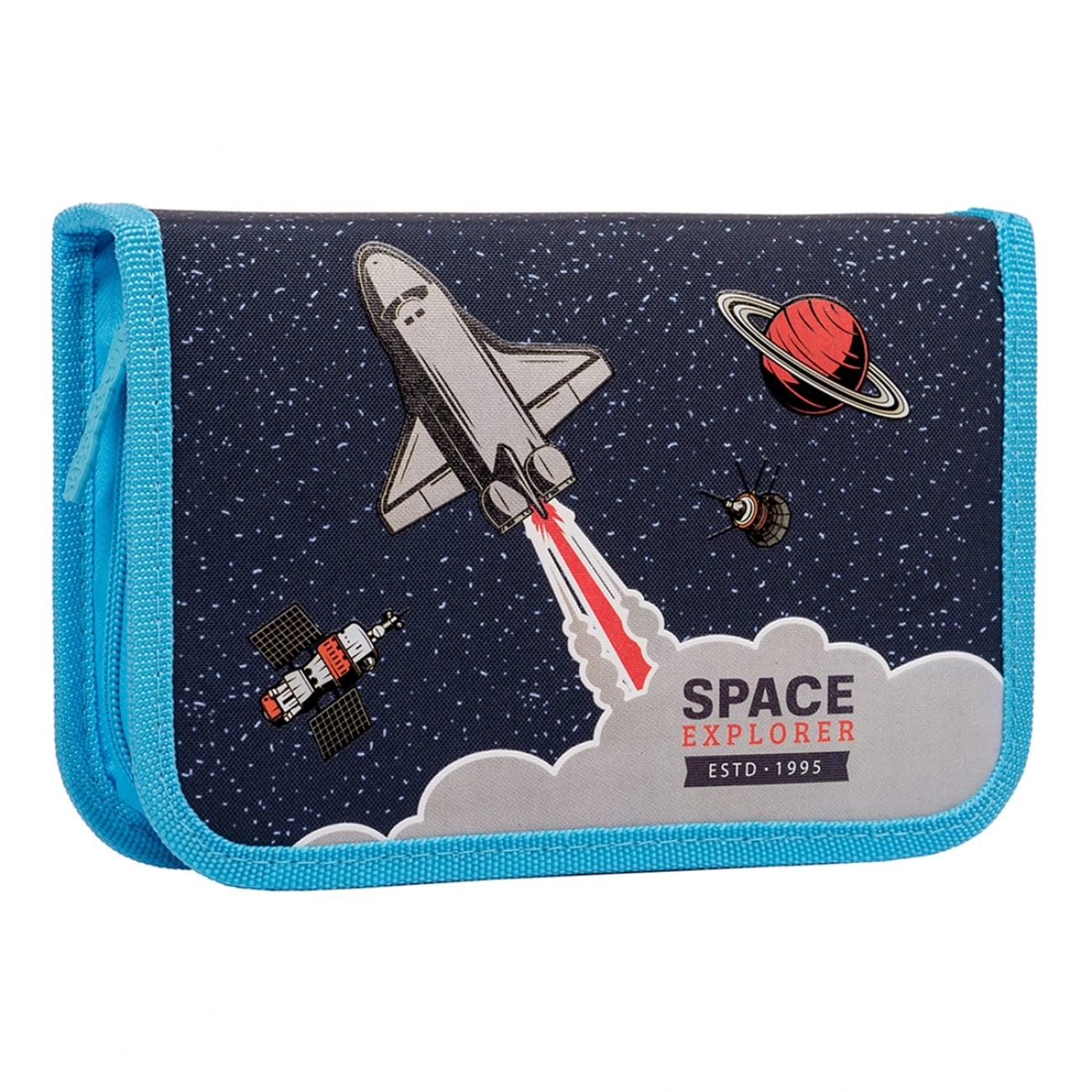 Пенал твердий 1Вересня одинарний без клапану HP-02  Space синій 532944