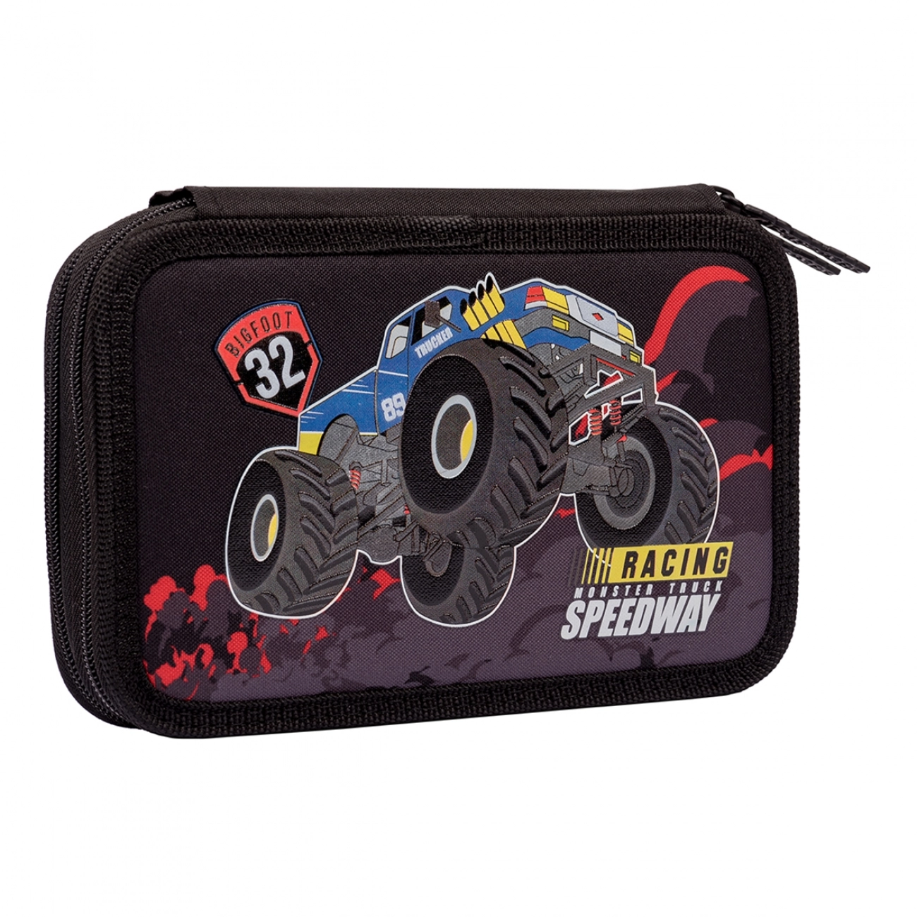 Пенал твердий 1Вересня подвійний HP-01  Monster Truck чорний 532975