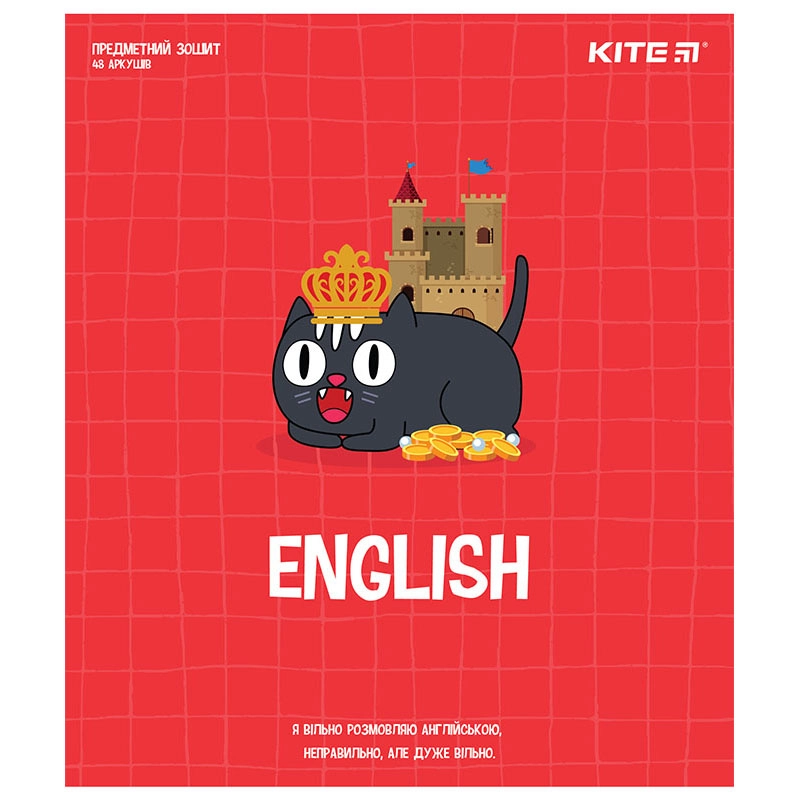 Зошит предметний 48 аркушів лінія Cat Англійська Мова KITE k23-240-18