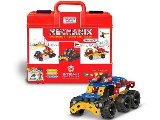 Металевий конструктор, розвиваючий у пластиковому кейсі Mechanix ADVANCE 249 елементів-28 мод.