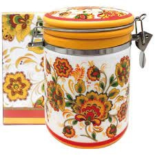 Ємність для сипучих продуктів 1,2 л. Квітковий розпис (d-10см, h-16)