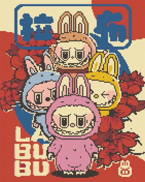 Алмазна мозаїка Origami UA Монстрики Лабубу 40х50 см — фото 2