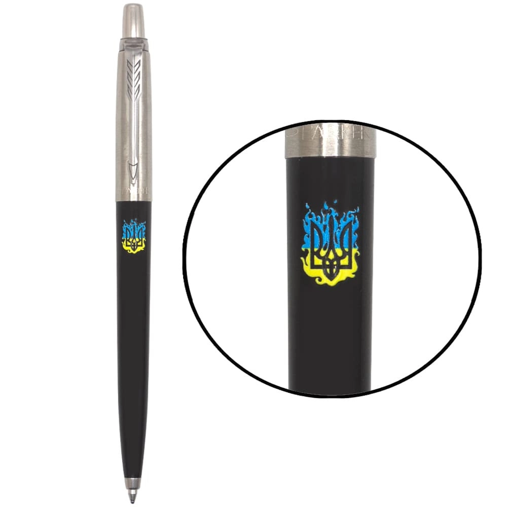 Ручка кулькова Parker Jotter 17 Originals Ukraine Black CT BP Вогняний Тризуб 15632_T0316u