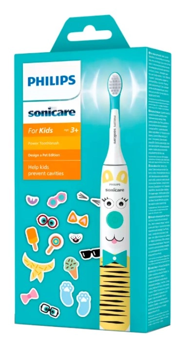 Щітка зубна електр. Philips, Philips Sonicare For Kids, для дітей, насадок-1, 2 комплекти наклейок, білий