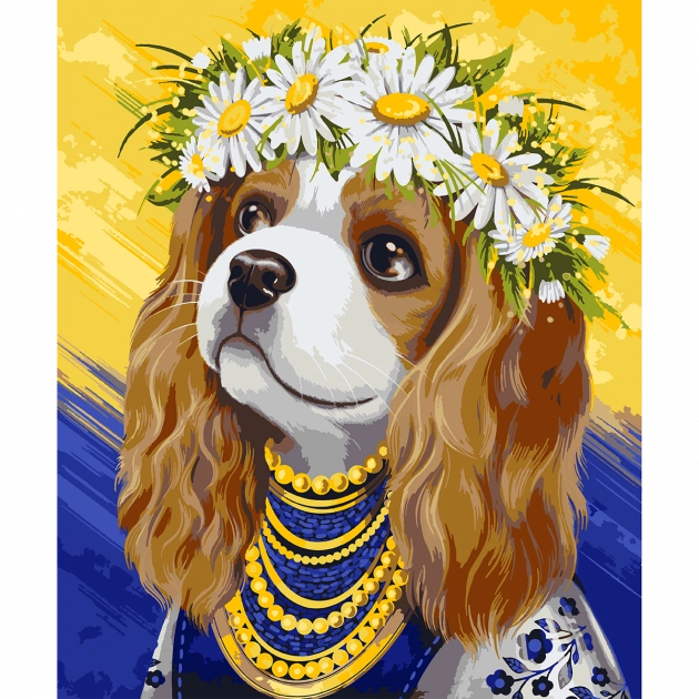 Картина за номерами SANTI Спаніель у віночку 40х50см 954394