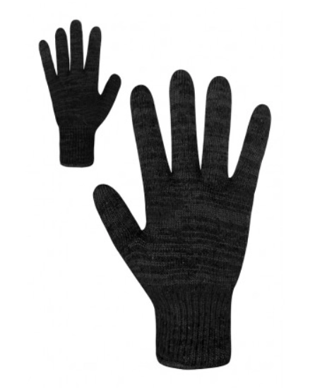 Рукавички трикотажні чорні без ПВХ крапки подвійні Seven 69195