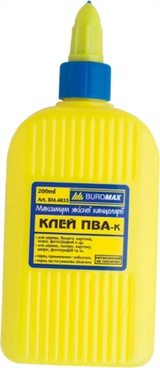 Клей ПВА 200 мл з супер ковпачком BM.4833 Buromax