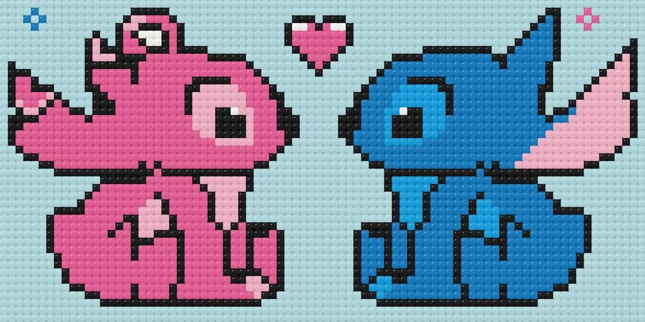 Алмазна мозаїка Стіч і Ейнджел 12×24 см — фото 2