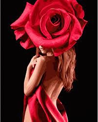 Картина за номерами Stateg Дівчина-троянда 40х50 см GS1065