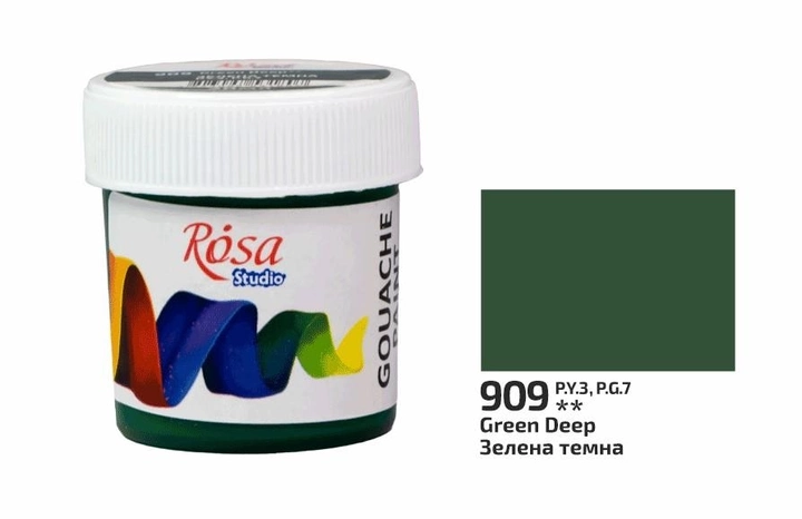 Фарба гуашева 909 Зелена темна 20мл ROSA Studio