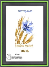 Фоторамка оргскло 10х15 чорний з зеленою смужкою 1613-6436