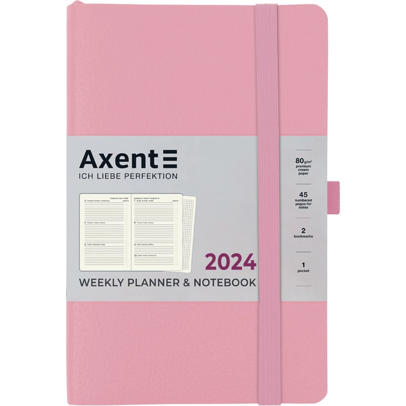 Щотижневик датований 2024 Axent Partner Soft Skin 125х195 пудровий 8509-24-24-A