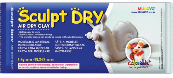 Маса для моделювання біла самозастигаюча 1кг Sculpt Dry MUNGYO    MW1000