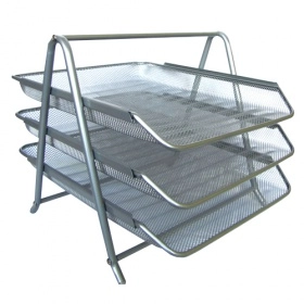 Лоток для паперів горизонтальний сітка потрійний 6252 Buromax срібний Лоток для паперів горизонтальний сітка потрійний 6252 Buromax срібний