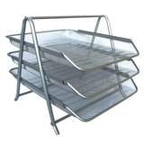 Лоток для паперів горизонтальний сітка потрійний 6252 Buromax срібний