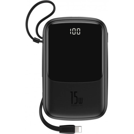 Батарея універсальна Baseus Q pow 20000mAh 15W Black (With IP Cable) Black PPQD-F01