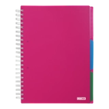 Блокнот на пружині А4 Buromax Bright 120 аркушів клітинка 3 розділювачі рожевий BM.24345912-10