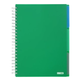 Блокнот на пружині А4 Buromax Bright 120 аркушів клітинка 3 розділювачі зелений BM.24345912-04