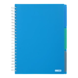 Блокнот на пружині А4 Buromax Bright 120 аркушів клітинка 3 розділювачі синій BM.24345912-02