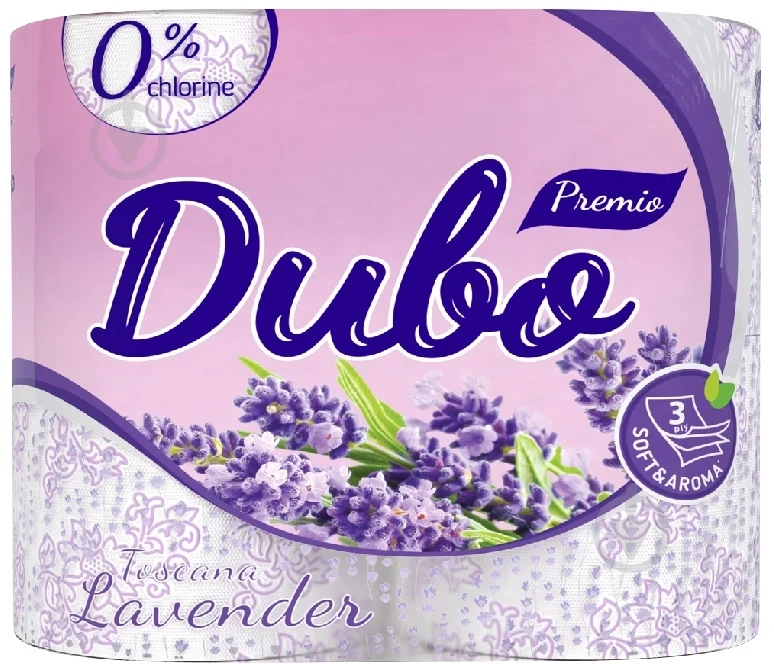 Туалетний папір целюлозний Диво Premio на гільзі по 4 рул 3-х шаровіар Toscana Lavender