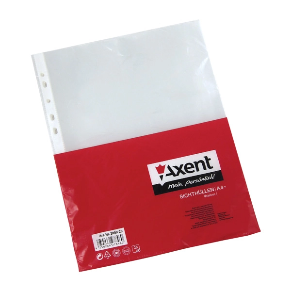 Файл-пакет А4 90мкм 2009-20-A Axent  глянцевий пачка 20 штук