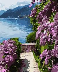 Набір для розпису по номерах Лазурний беріг в горах Strateg 40х50 см GS1201 Набір для розпису по номерах Лазурний беріг в горах Strateg 40х50 см GS1201