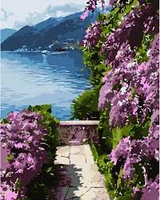 Набір для розпису по номерах Лазурний беріг в горах Strateg 40х50 см GS1201