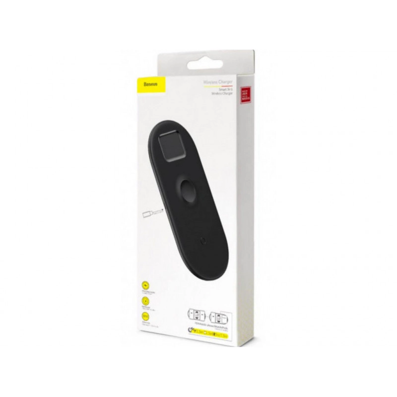 Бездротовий ЗП Baseus Smart 3in1 Wireless Charger For Phone+Watch+Pods（18W MAX）Black