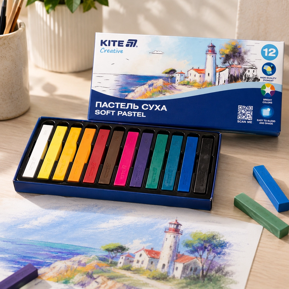 Пастель суха Kite 12 кольорів Creative K-201-12 — 
