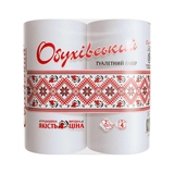 Туалетний папір целюлозний 2-шаровий Обухівський 4рулони на гільзі білий