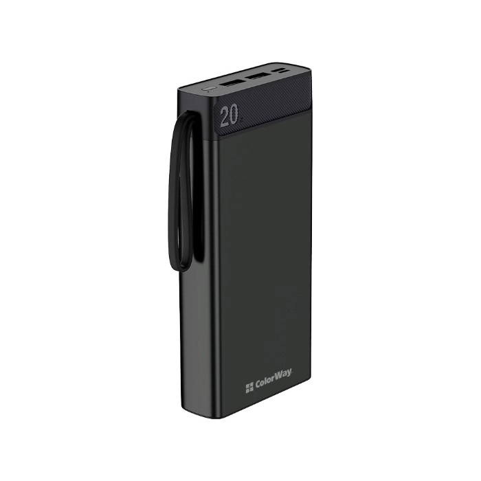Батарея універсальна ColorWay 20 000 mAh Metal case, Black (CW-PB200LPB2BK)