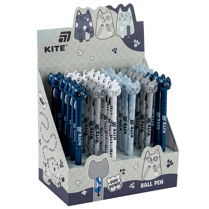 Ручка кулькова автоматична Kite Funny cat синя K25-028-1