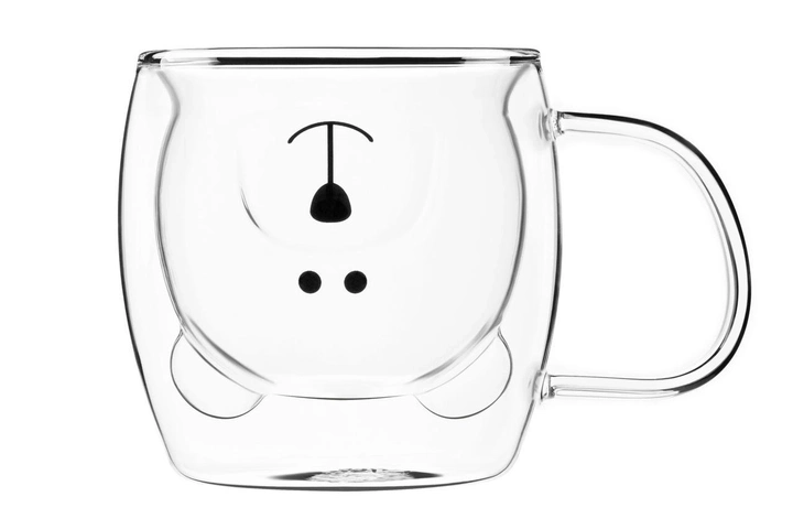 Набір чашок з ручками Ardesto Animals з подвійними стінками 250 мл 2 шт скло