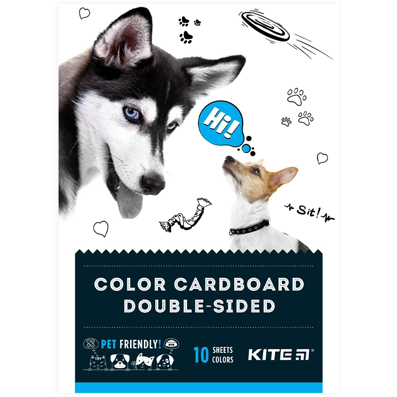 Картон А5 кольоровий двосторонній Dogs Kite 10 аркушів/10шт K22-289