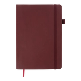 Блокнот діловий BRIEF А5, 96арк., клітинка, обкладинка зі штучної шкіри, темно-червоний
