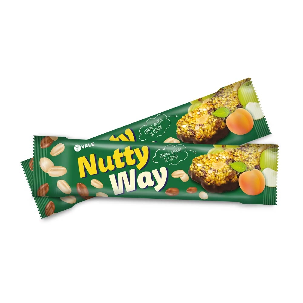 Горіховий Батончик-мюслі з фруктами частково глазурований Nutty Way 40гр