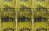 Фотозона-шторка з фольги Квадрат-Happy Birthday 1х2м 2,0мкр золото 13002-G