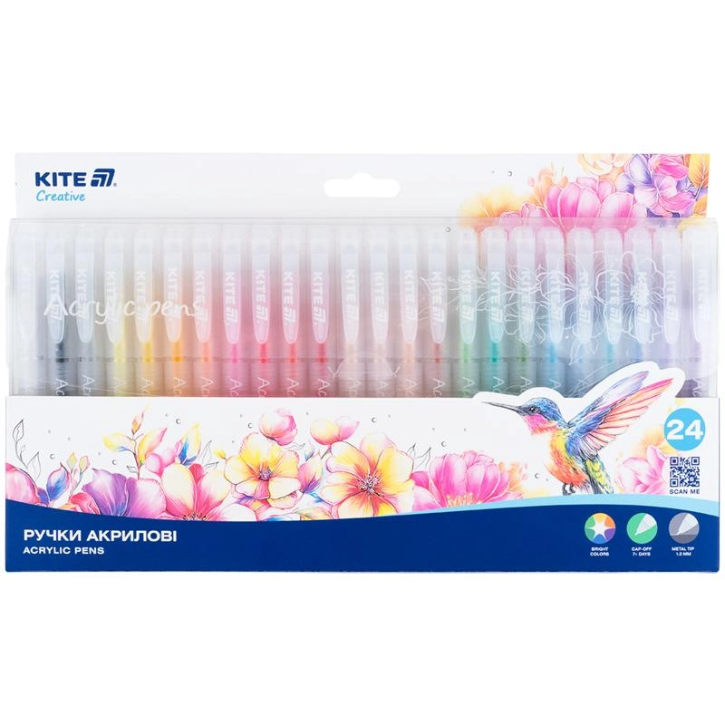 Ручки акрилові 24шт Kite Creative K-1296