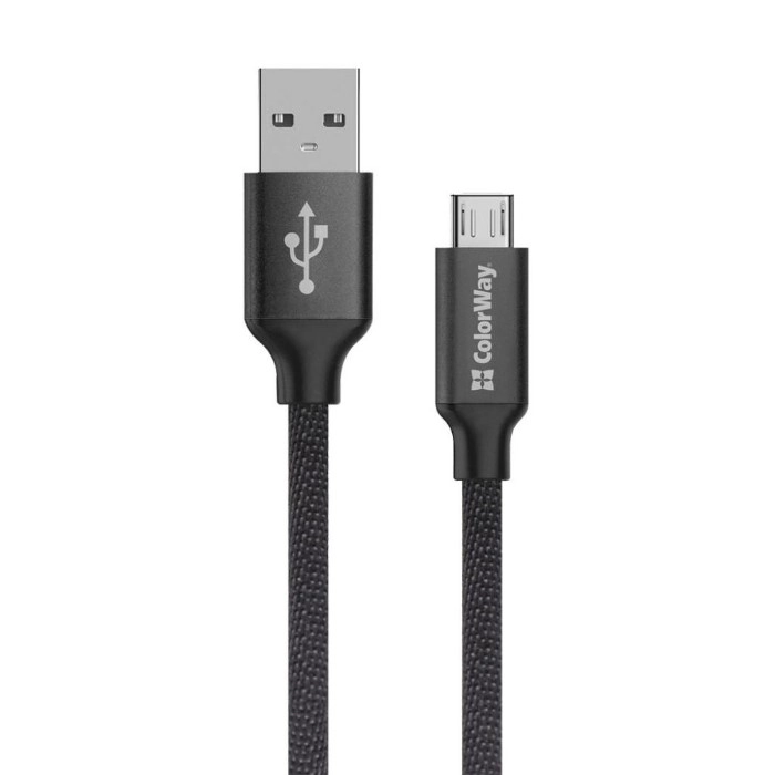 Кабель Colorway USB - MicroUSB 2.4А 2м чорний (CW-CBUM009-BK)
