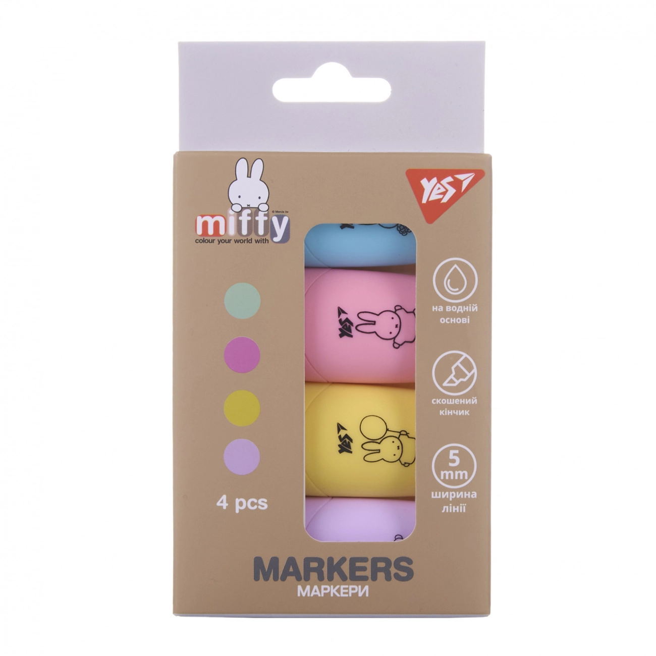 Набір текстових маркерів Yes Miffy 4 шт 391093
